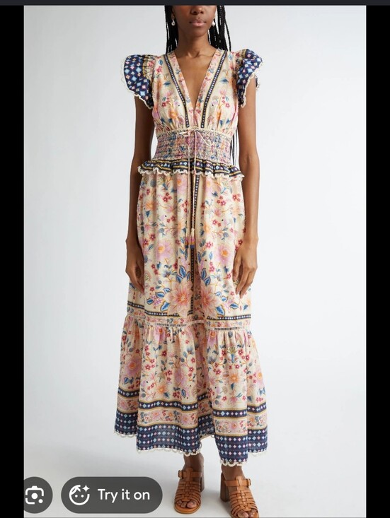 FARM Rio Dresses & Skirts - FARM Rio Cream Floral Maxi Dress with Navy Border, 100% Cotton